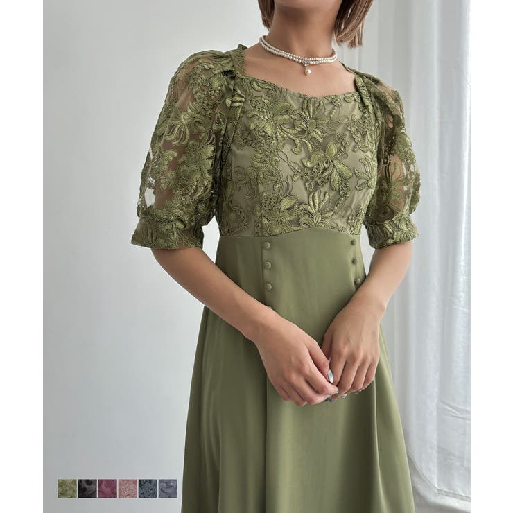 aity アイティ 刺繍レース切り替えフレアドレス | Fashion Letter | 詳細画像1 