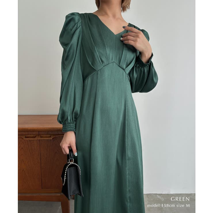 aity アイティ サテンVネックタックフレアドレス | Fashion Letter | 詳細画像9 