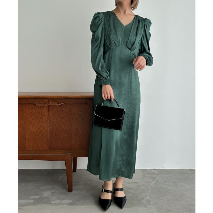 aity アイティ サテンVネックタックフレアドレス | Fashion Letter | 詳細画像10 