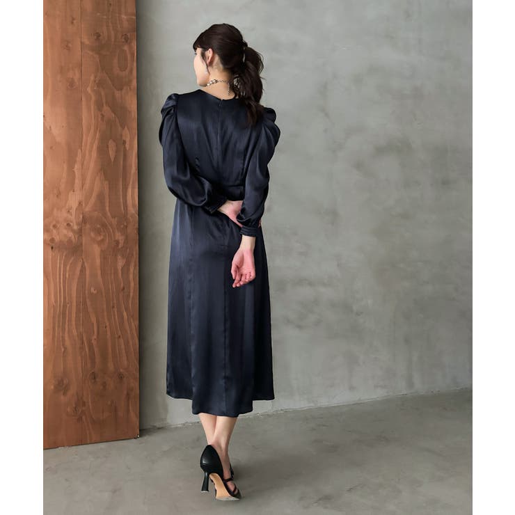 aity アイティ サテンVネックタックフレアドレス | Fashion Letter | 詳細画像15 