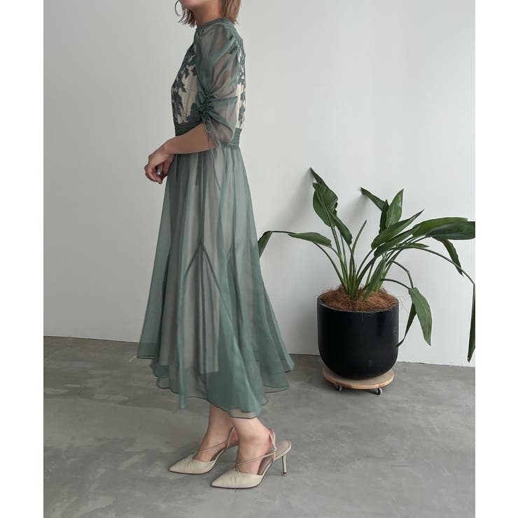 aity アイティ フラワーレースオーガンジーフレアドレス | Fashion Letter | 詳細画像9 