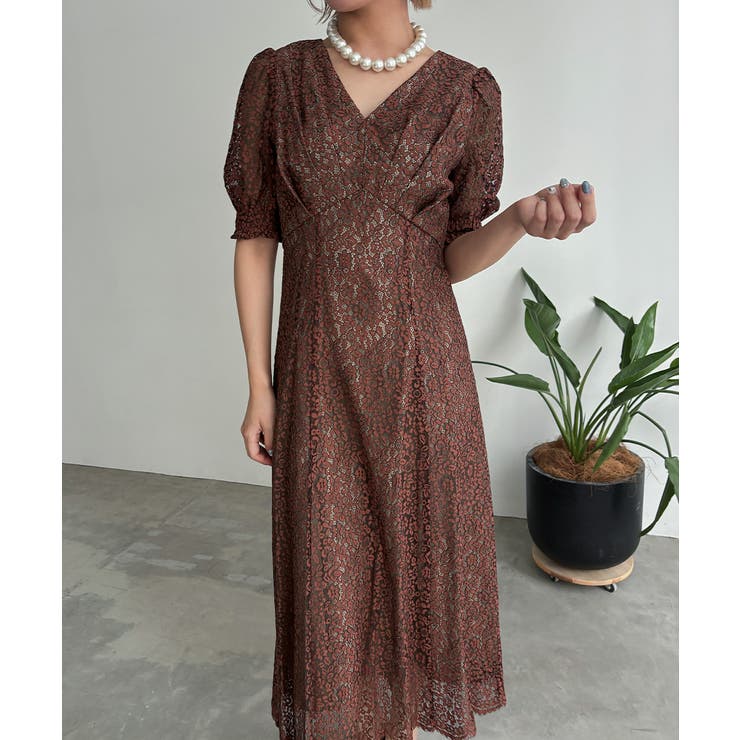 aity アイティ ヴィンテージフラワーレースVネックドレス | Fashion Letter | 詳細画像15 