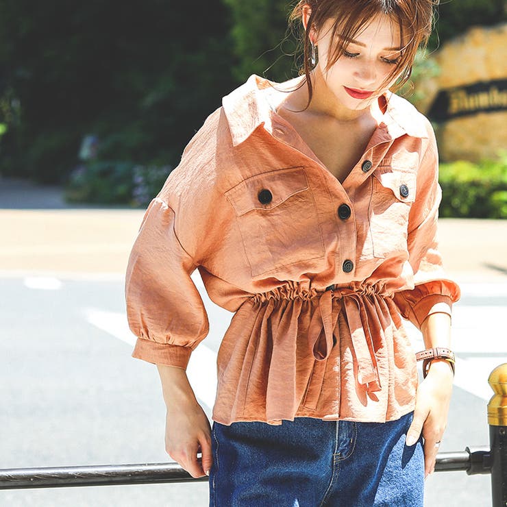 サファリシャツ サファリブラウス ウエストドロスト 品番 Ft Fashion Letter ファッションレター の レディースファッション通販 Shoplist ショップリスト