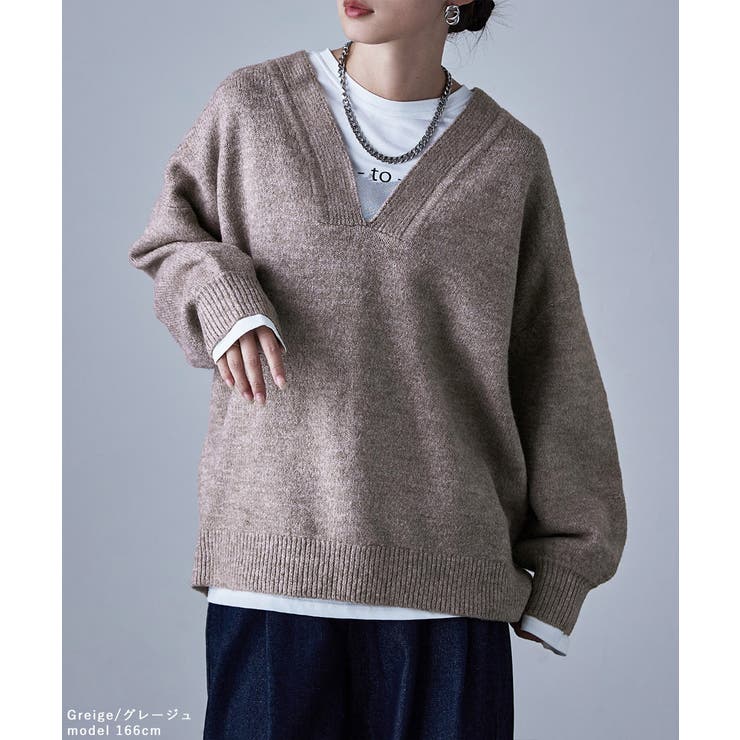 etoll エトル ラウンドVネックプルオーバーニット | Fashion Letter | 詳細画像16 