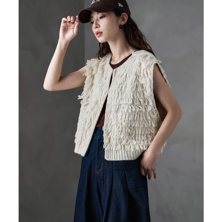 etoll エトル ループデザインショートニットベスト | Fashion Letter | 詳細画像5 