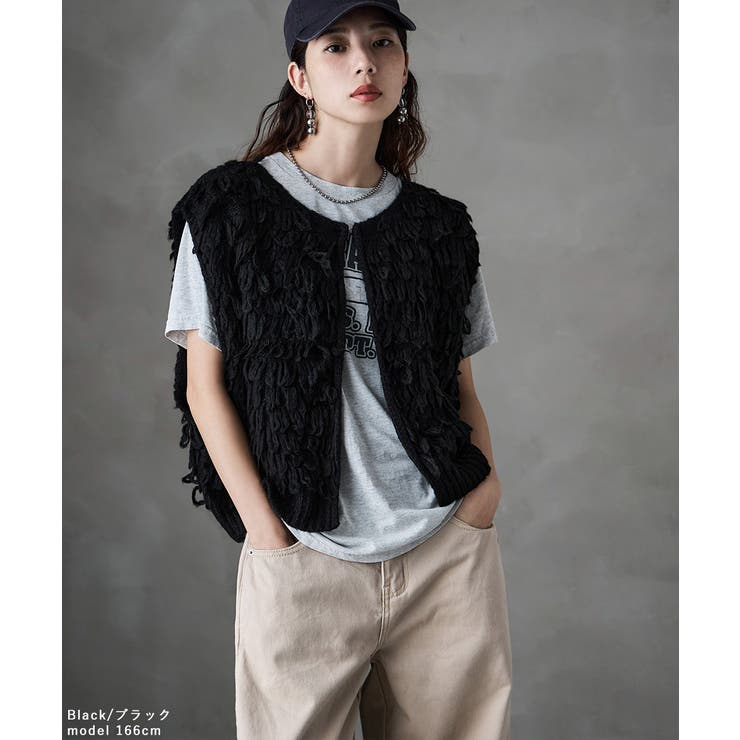 etoll エトル ループデザインショートニットベスト | Fashion Letter | 詳細画像10 
