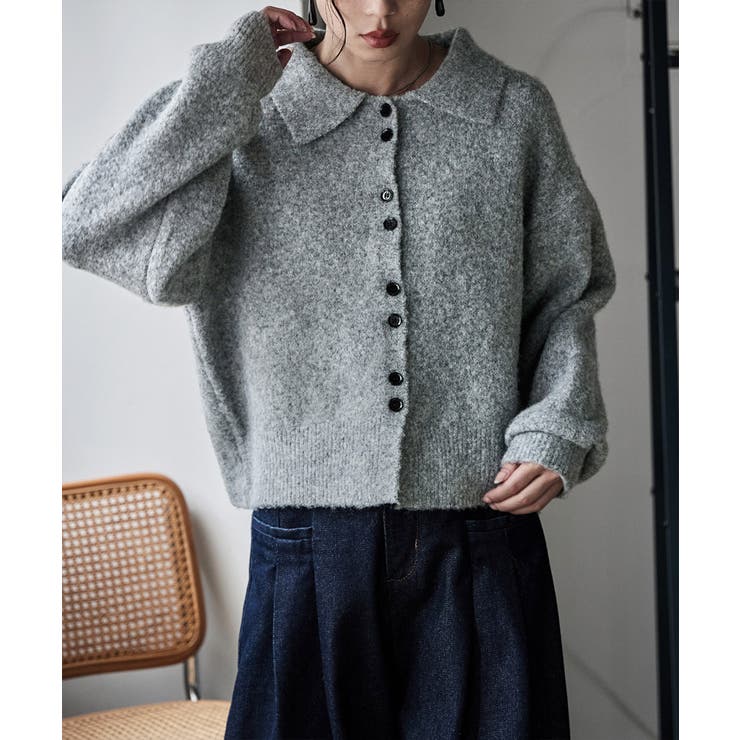 etoll エトル ポロ襟ショートニットカーディガン | Fashion Letter | 詳細画像10 