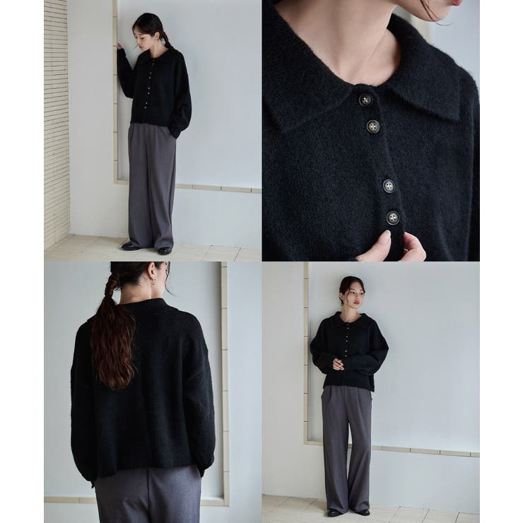 etoll エトル ポロ襟ショートニットカーディガン | Fashion Letter | 詳細画像13 