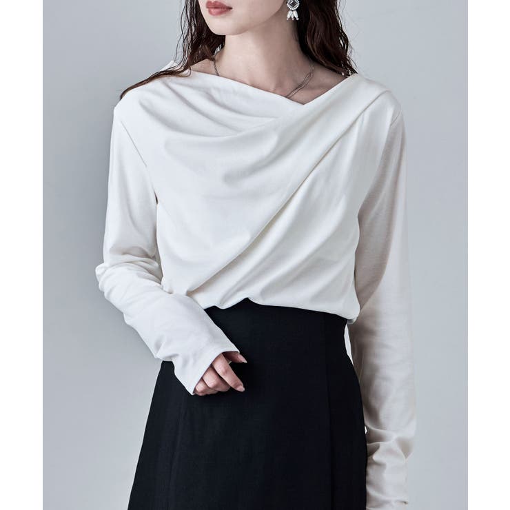 オフホワイト | etoll エトル フロントドレープデザイントップス | Fashion Letter