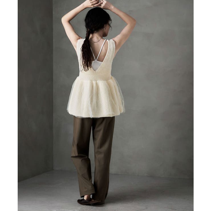 etoll エトル チュールレイヤードペプラムニットベスト | Fashion Letter | 詳細画像4 