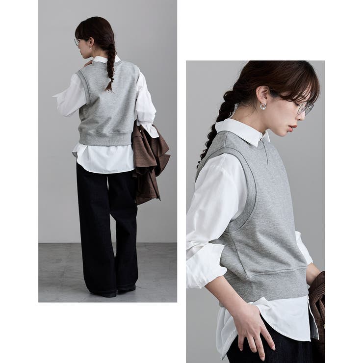 etoll エトル 裏毛Vガゼットスウェットベスト | Fashion Letter | 詳細画像8 