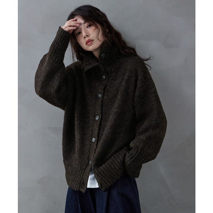 ブラウン | etoll エトル 2wayミックスカラーニットカーディガン | Fashion Letter