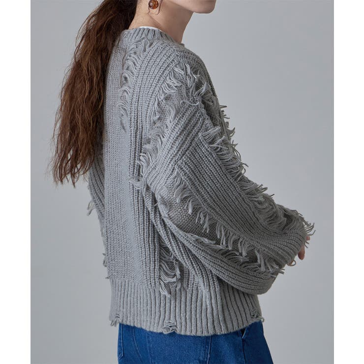 etoll エトル モヘアタッチダメージ風フリンジニット | Fashion Letter | 詳細画像17 