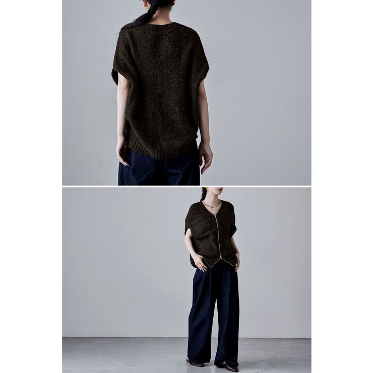 etoll エトル ダブルジップコクーンニットベスト | Fashion Letter | 詳細画像4 