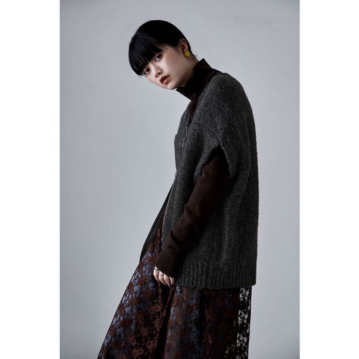 etoll エトル ダブルジップコクーンニットベスト | Fashion Letter | 詳細画像13 