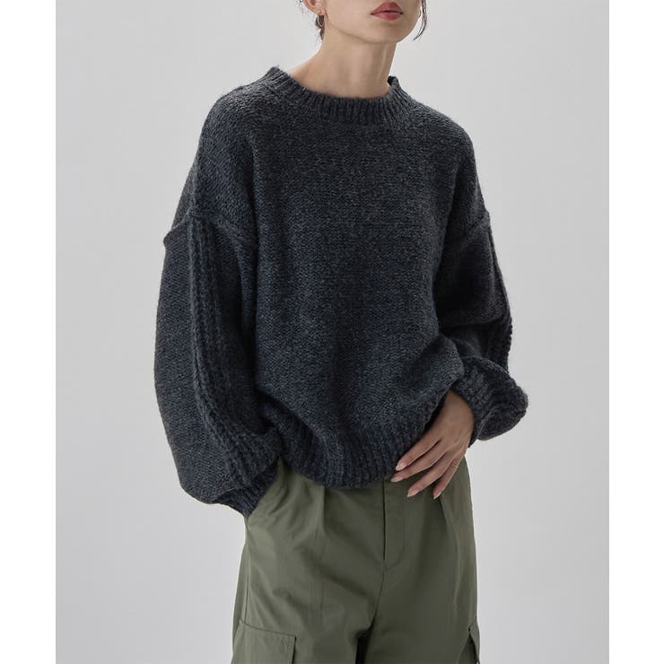 etoll エトル サイドラインスリーブミックスニットPO | Fashion Letter | 詳細画像3 