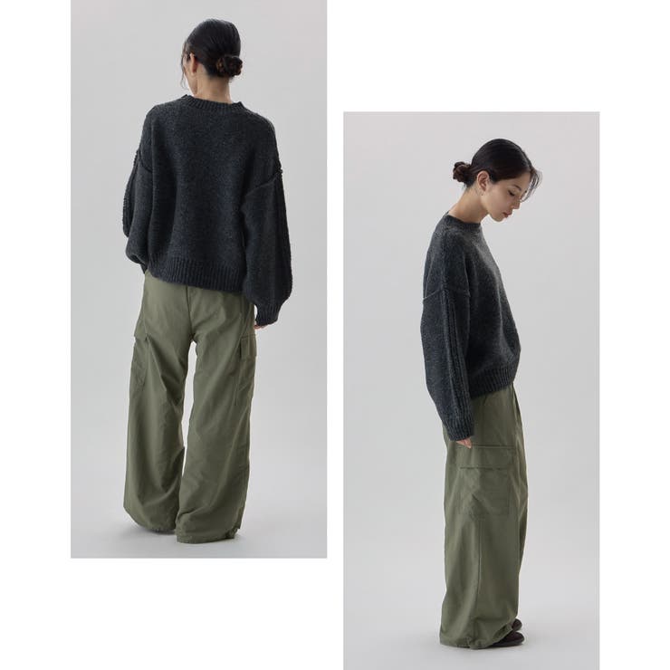 etoll エトル サイドラインスリーブミックスニットPO | Fashion Letter | 詳細画像4 