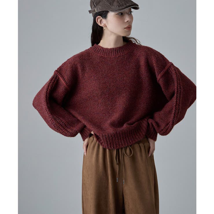 etoll エトル サイドラインスリーブミックスニットPO | Fashion Letter | 詳細画像9 