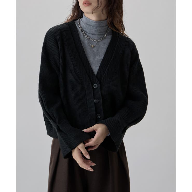 ブラック | etoll エトル キャンディスリーブニットカーディガン | Fashion Letter