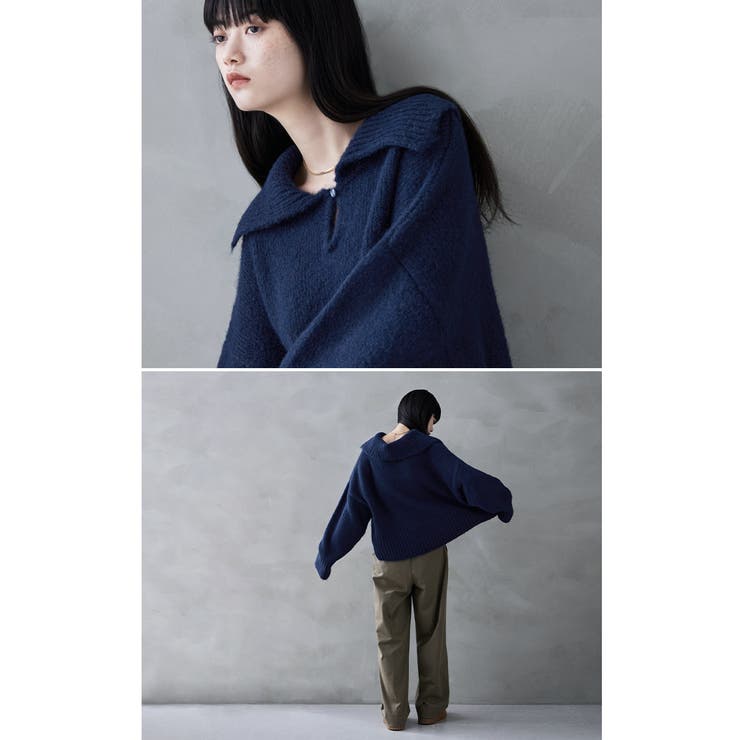 etoll エトル アルパカタッチビッグカラーニット | Fashion Letter | 詳細画像3 