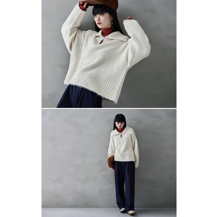 etoll エトル アルパカタッチビッグカラーニット | Fashion Letter | 詳細画像8 