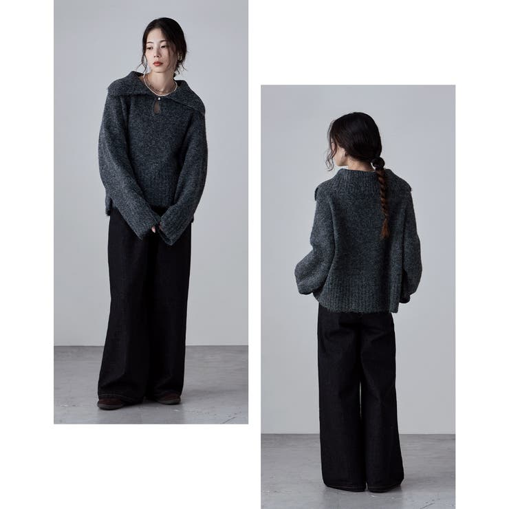 etoll エトル アルパカタッチビッグカラーニット | Fashion Letter | 詳細画像11 