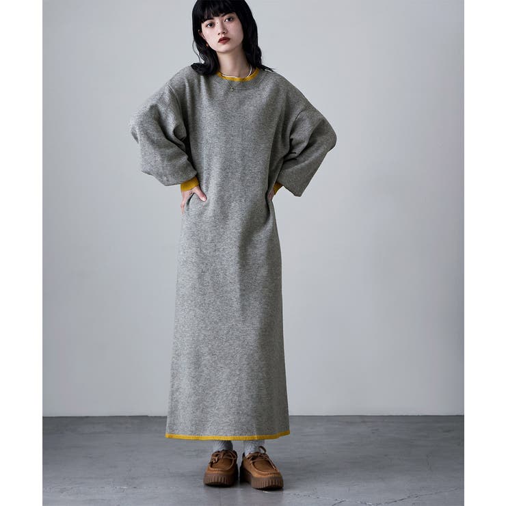 etoll エトル バイカラーロングニットワンピース | Fashion Letter | 詳細画像11 