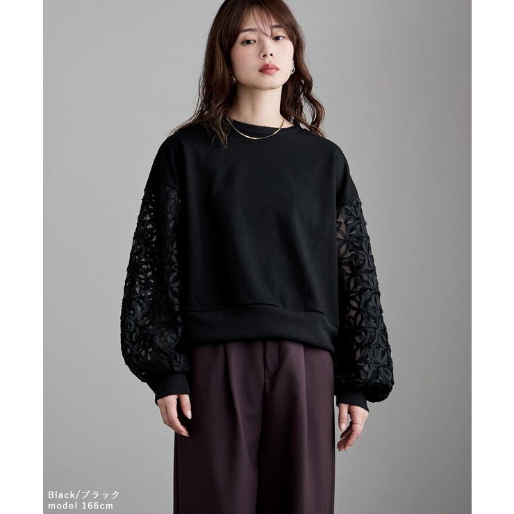 etoll エトル フラワーチュール袖ドッキングPO | Fashion Letter | 詳細画像7 