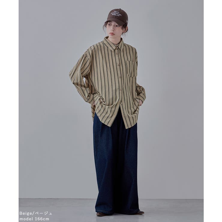 etoll エトル コットンストライプ柄オーバーシャツ | Fashion Letter | 詳細画像13 