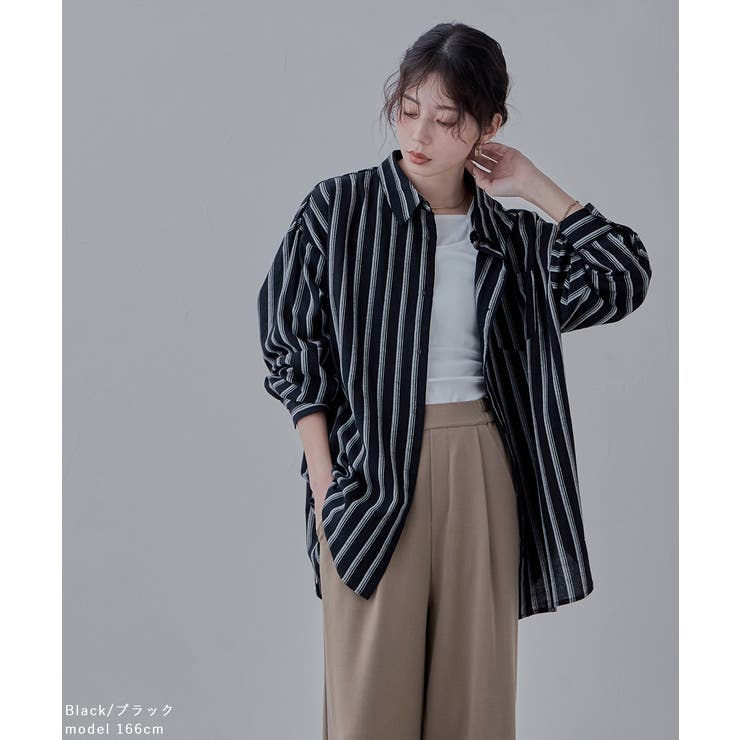 etoll エトル コットンストライプ柄オーバーシャツ | Fashion Letter | 詳細画像15 