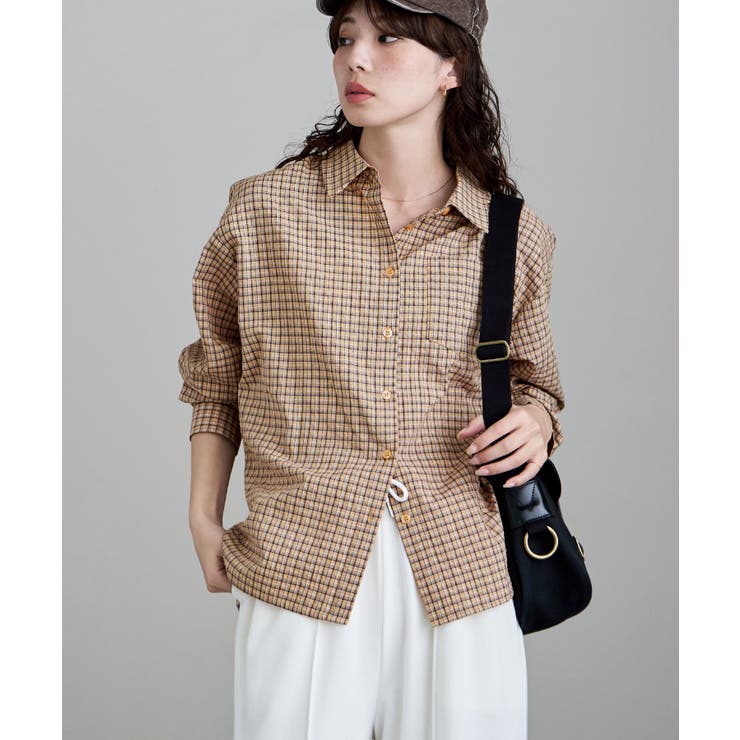 オレンジ | etoll エトル チェック柄レギュラーシャツ | Fashion Letter