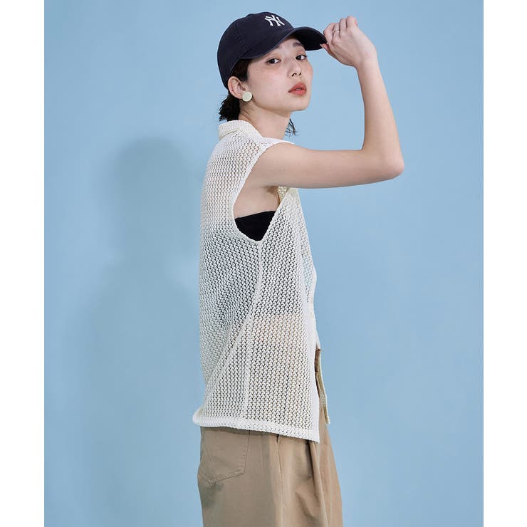 etoll エトル フレンチスリーブポロ襟メッシュニット | Fashion Letter | 詳細画像9 