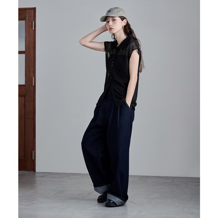 etoll エトル フレンチスリーブポロ襟メッシュニット | Fashion Letter | 詳細画像14 