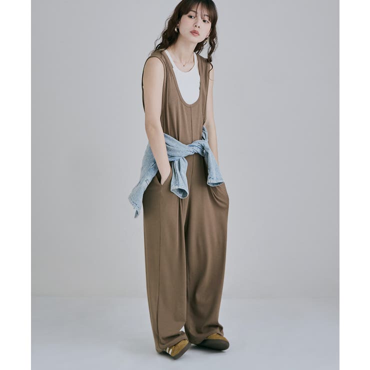 モカ | etoll エトル リラクシーコットンリブロンパース | Fashion Letter