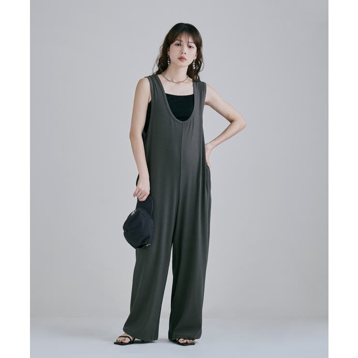 チャコール | etoll エトル リラクシーコットンリブロンパース | Fashion Letter