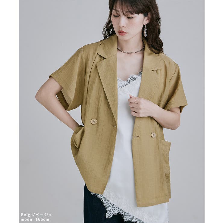 etoll エトル シアーハーフダブルテーラードジャケット | Fashion Letter | 詳細画像2 