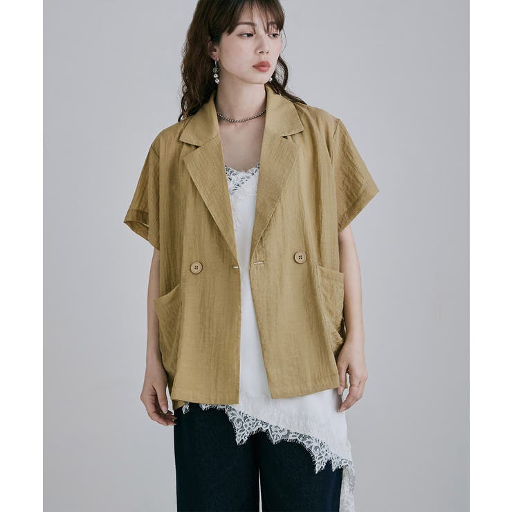 etoll エトル シアーハーフダブルテーラードジャケット | Fashion Letter | 詳細画像4 