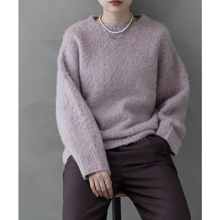 パープル | etoll エトル ウールミックスシャギーニットPO | Fashion Letter