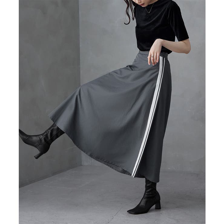 etoll エトル ナイロンサイドラインフレアスカート | Fashion Letter | 詳細画像11 