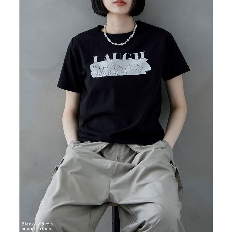 etoll エトル ロゴ×シルバー箔プリントTシャツ | Fashion Letter | 詳細画像7 