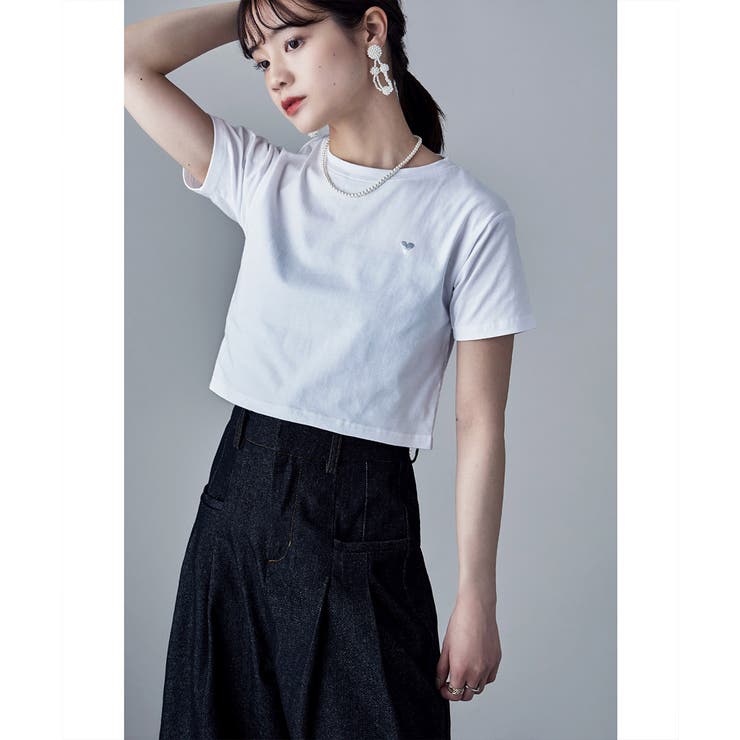 etoll エトル ハート箔プリントクロップドTシャツ | Fashion Letter | 詳細画像6