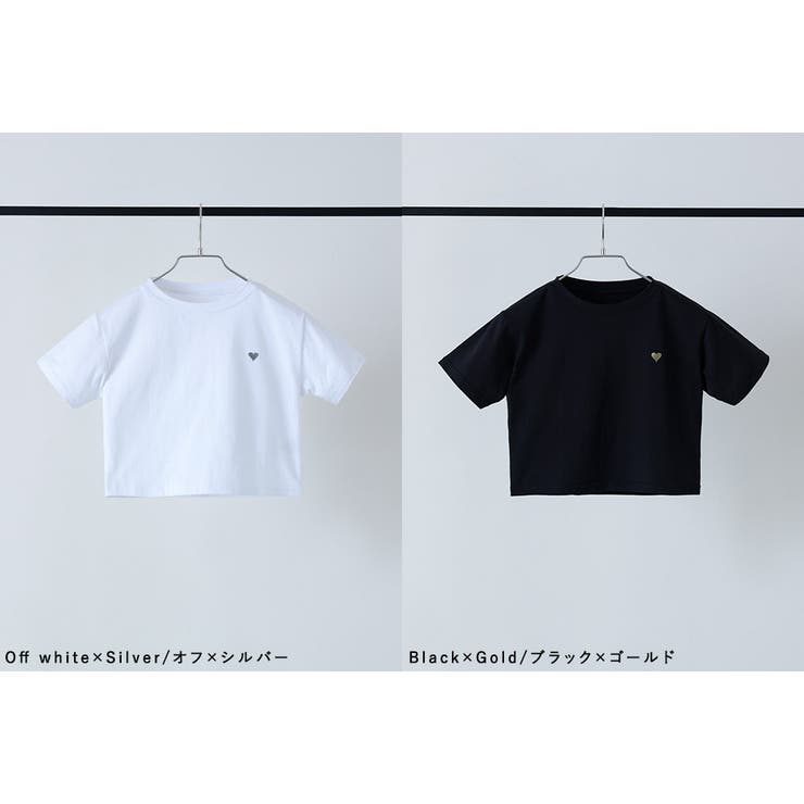 etoll エトル ハート箔プリントクロップドTシャツ | Fashion Letter | 詳細画像16
