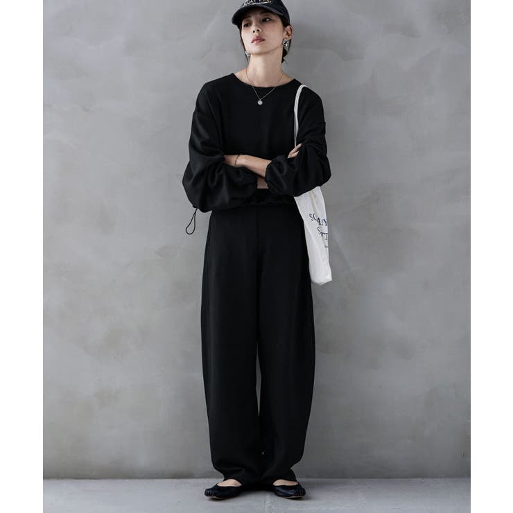 ブラック | etoll エトル ダンボールニットカーブパンツ | Fashion Letter