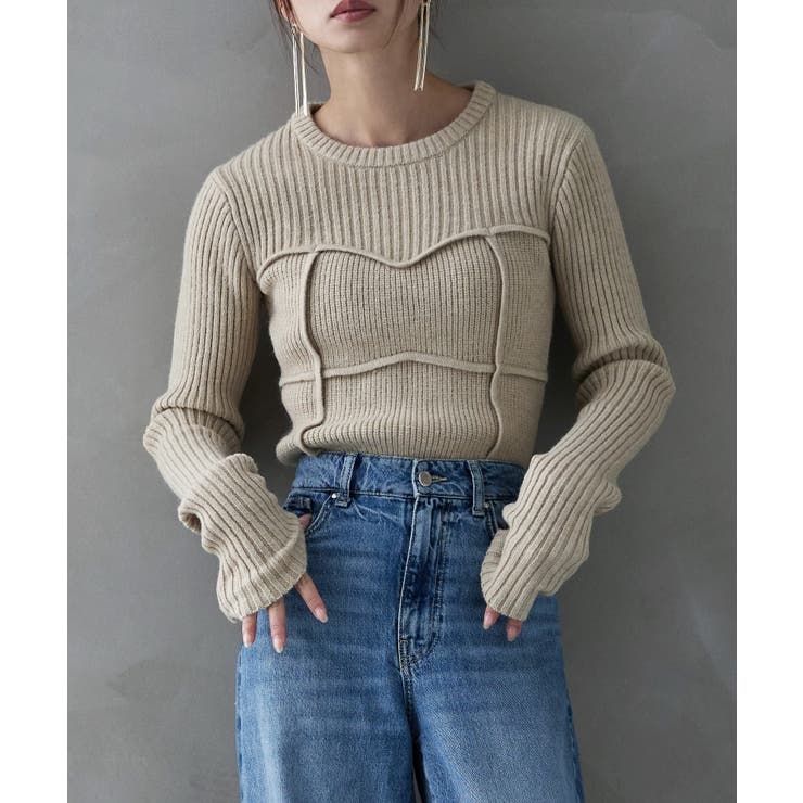 etoll エトル アルパカタッチビスチェライクリブニット[品番