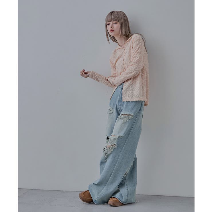 etoll エトル ワイドシルエットクラッシュデニム | Fashion Letter | 詳細画像4 