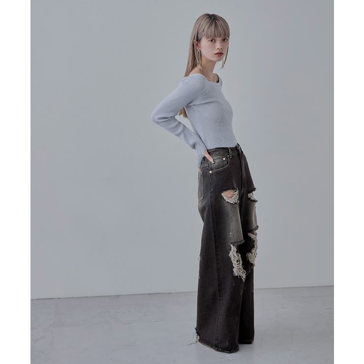 etoll エトル ワイドシルエットクラッシュデニム | Fashion Letter | 詳細画像9 