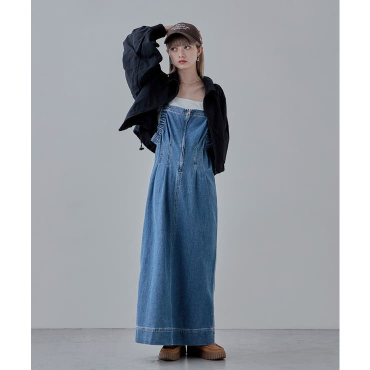 ストラップ付きデニムワンピース ZARA ストラップレス デニムワンピース - メルカリ