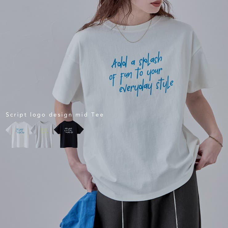 etoll エトル 手書き風ロゴデザインミドルTシャツ | Fashion Letter | 詳細画像1 