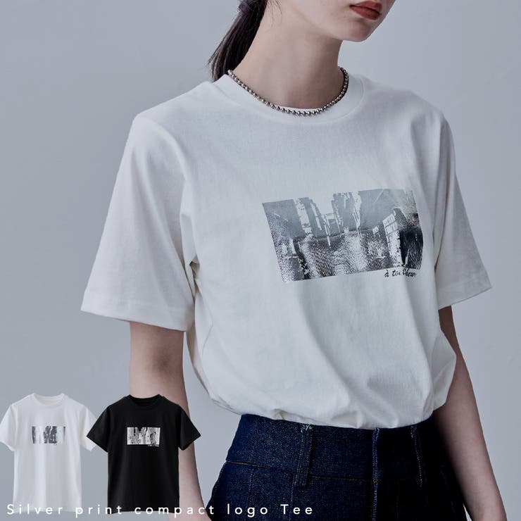 etoll エトル シルバー箔プリントTシャツ | Fashion Letter | 詳細画像1 