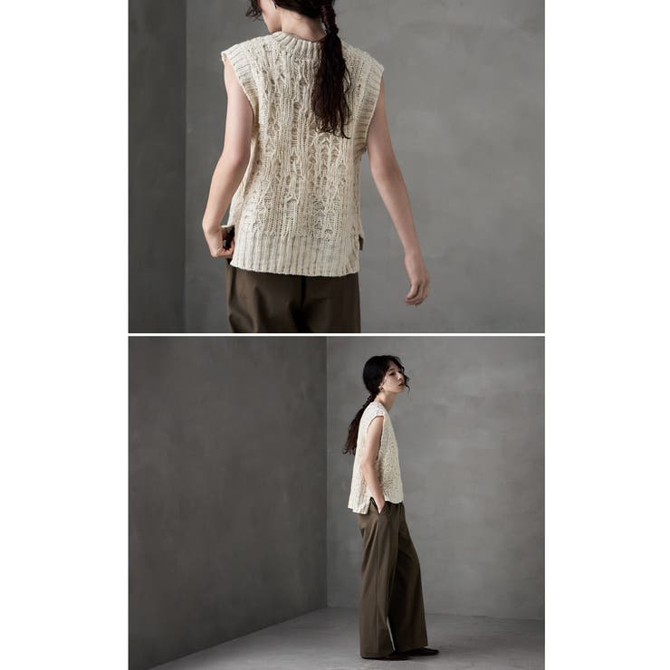 etoll エトル ロービングヤーンVネックニットベスト | Fashion Letter | 詳細画像4